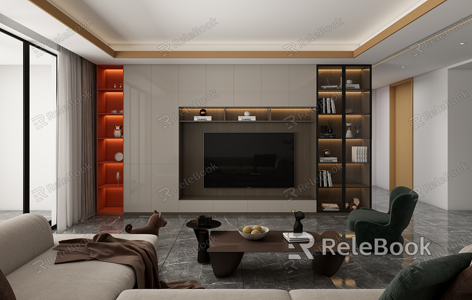 Modern living room TV cabinet model