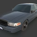 Dark Gray Sedan Car Front View With Headlights And Wheels 3d model
