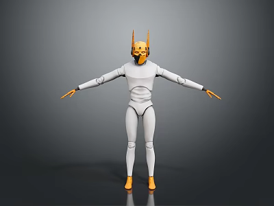 Humanoid Creature Character Featuring Yellow Horns White Body And Yellow Limbs 3d model