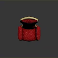 Luxurious Red Velvet Chair With Gold Accents And Elegant Design Details