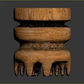 Wooden Furniture Stool With Multi Layered Carved Design And Claw Feet Base