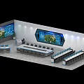 Modern Control Room With Large Screens Control Consoles And Seats Layout 3d model