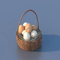 Practical Wicker Basket Holding White And Brown Eggs In Straw For Daily Use