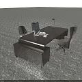 Wooden Office Desk With Ergonomic Chairs Computer Monitor Desk Lamp And Office Supplies