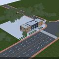 Modern Office Building Exterior With Wooden And Gray Facade Glass Windows And Greenery