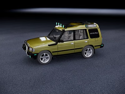 Green SUV Model With Roof Rack Silver Wheels And Front Grille Design 3d model