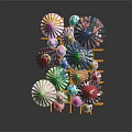 Colorful Folding Umbrellas Neatly Displayed On Yellow Rack For Home Storage
