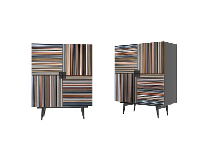 Entryway Cabinet and Side Cabinet Featuring Colorful Striped Design Modern Style Unique Exterior 3d model