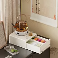 Elegant Decorative Ornament Set With Glass Teapot White Storage Box Small Cups And Tea Accessories