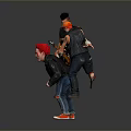 Energetic Punk Band Performing With Lead Singer Red Hair Electric Guitars Black Jacket And Amplifier