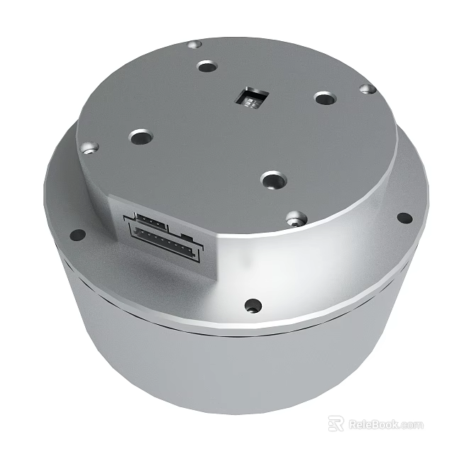 Silver Circular Metal Component With Multiple Holes And Label For Mechanical Use 3d model