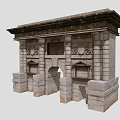 Classical Stone Architecture Structure With Archway Columns And Decorative Carvings 3d model