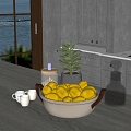 Modern Kitchen Ornaments Fruit Plate Lemon Potted Cup 3d model