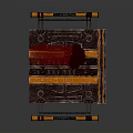 Traditional Wooden Bench Design With Black Frame And Yellow Accent Armrests