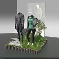 ANTA Sportswear Window Display With Two Mannequins Green Plants And Sport Outfits