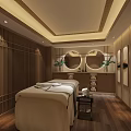 Serene SPA Sauna Interior With Massage Bed Wooden Flooring Plants And Relaxing Ambiance