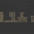 Detailed Ancient Stone Architectural Ruin Components Featuring Columns Platforms And Steps 3d model