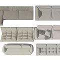 Multi Person Sofa With Various Designs And Comfortable Cushion Configurations 3d model