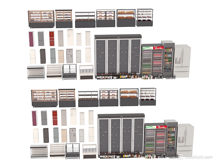 Various Modern Refrigerators And Freezers With Different Designs And Colors For Home Use 3d model 