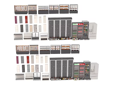 Various Modern Refrigerators And Freezers With Different Designs And Colors For Home Use 3d model