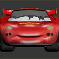 Red Cartoon Race Car With Flame Decals Number 95 And RUST-EZE Logo