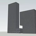 Modern Office Building Complex With Two Tall Cube Designed Structures And Connected Low Rise 3d model