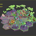 Fantasy Island Scene With Castle Mountains Trees And Fluffy Clouds