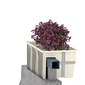 Garden Landscape Design With Hanging Flower Pot Purple Flowers Concrete Structure And Metal Bracket