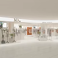 Modern Fashion Retail Counter In Shopping Mall With Mannequins Hanging Clothes And Bright
