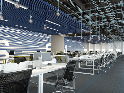 Modern public office area 3d model