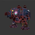 Detailed Blue Armored Battle Mech With Emblem Heavy Weapon And Red Accents