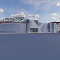 Modern Contemporary Building With Curved Structure Roof Greenery And Geometric Wall Design