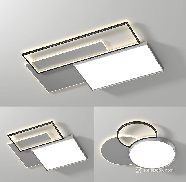 Modern Ceiling Lights With Sleek Geometric Design And LED Lighting Fixtures 3d model 