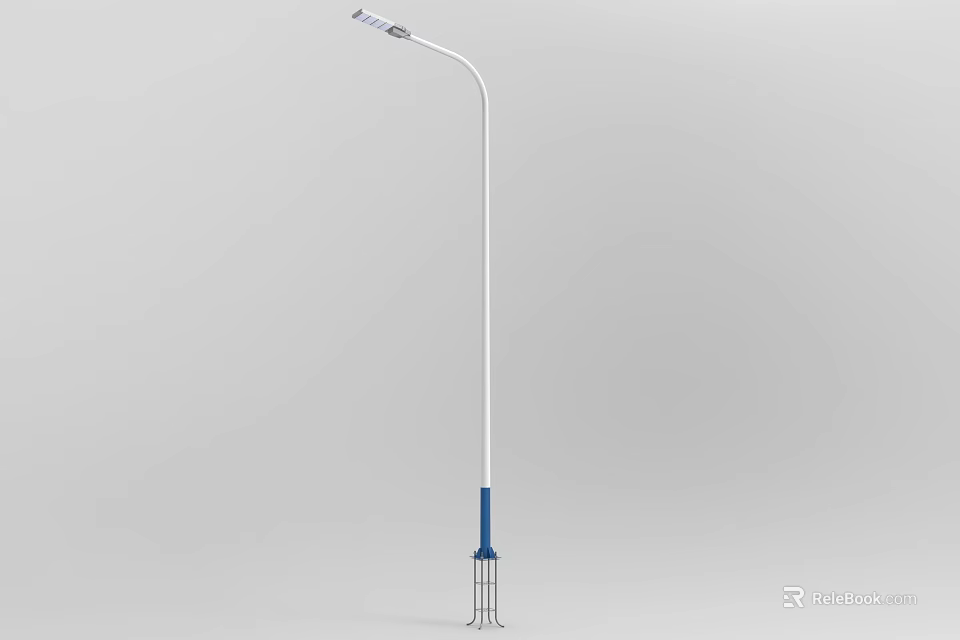 Modern Single Pole Outdoor Light With White Blue Design For Street Lighting 3d model 