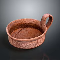 Ancient Style Clay Vessel Sculpture With Intricate Carved Patterns And Handle 3d model