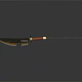 Traditional Weapon With Sharp Curved Blade Red Green Handle And Metallic Chain