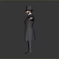 Man In Formal Tailcoat With Top Hat Cane And Arms Outstretched Pose
