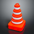 Orange And White Stacked Traffic Cone With Square Base And Reflective Stripes 3d model
