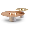 Modern Functional Table With Round Brass Tabletop And Concrete Base Design 3d model