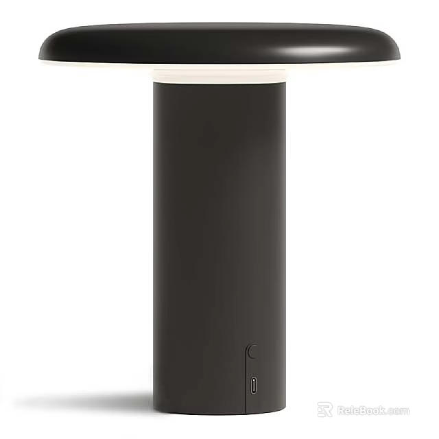 Modern Round Side Table With Cylindrical Black Base And Smooth Top Design 3d model