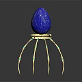 Blue Marble Texture Bird Egg on Golden Stand with Green Accents and Glowing Base