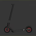 Black Electric Scooter With Red Wheels And Modern Sleek Compact Design