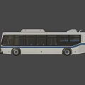 Modern City Bus With White Body Blue Stripe Design And Multiple Doors For Urban Transport