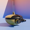 Advanced Yellow Spherical Smart Machine With Top Antennas And Front Lenses