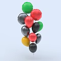 Colorful Inflatable Balloons With Green Red Black Yellow And Assorted Vibrant Colors