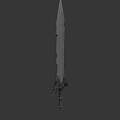 Dark Fantasy Sword Featuring Intricate Hilt Red Gemstone And Sharp Metallic Blade 3d model