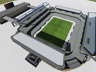 Large Modern Stadium Structure With Tiered Seats And Green Grass Field 3d model
