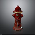 Red Fire Hydrant With Gold Accents Chain Detail And Sturdy Base
