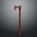 Handcrafted Iron Axe Weapon With Textured Wooden Handle And Rustic Design