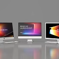 Three Modern All in One PCs with Sleek Design and Vibrant Screen Displays